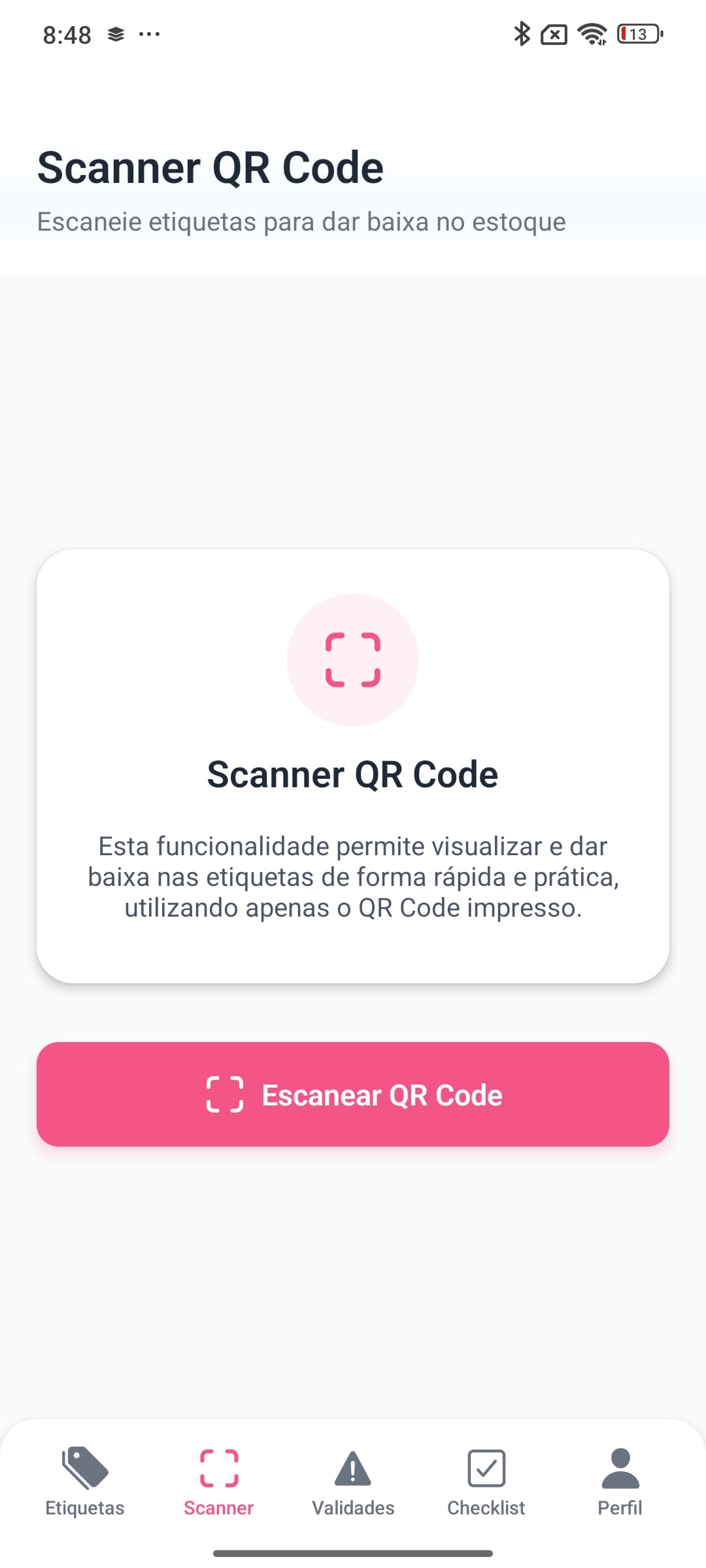 Tela do app: Scanner